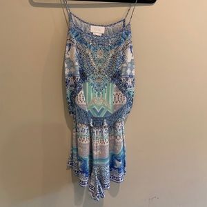 Camilla Blue Crystal Embellished Romper, SMALL